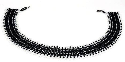 Handmade Black and White Beadweaving Statement Necklace