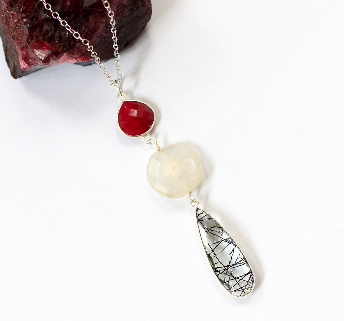 Long Quartz Teardrop Necklace