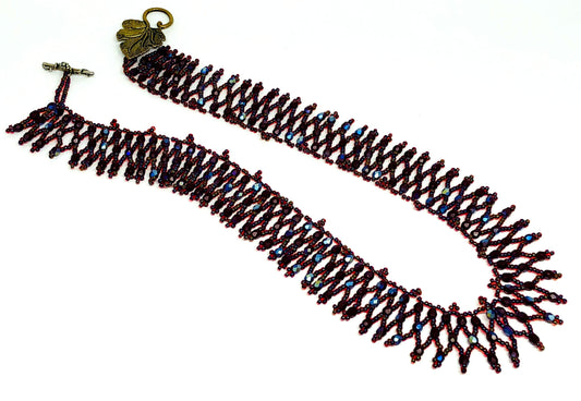 Handmade Red Queen of the Nile Netting Statement Necklace
