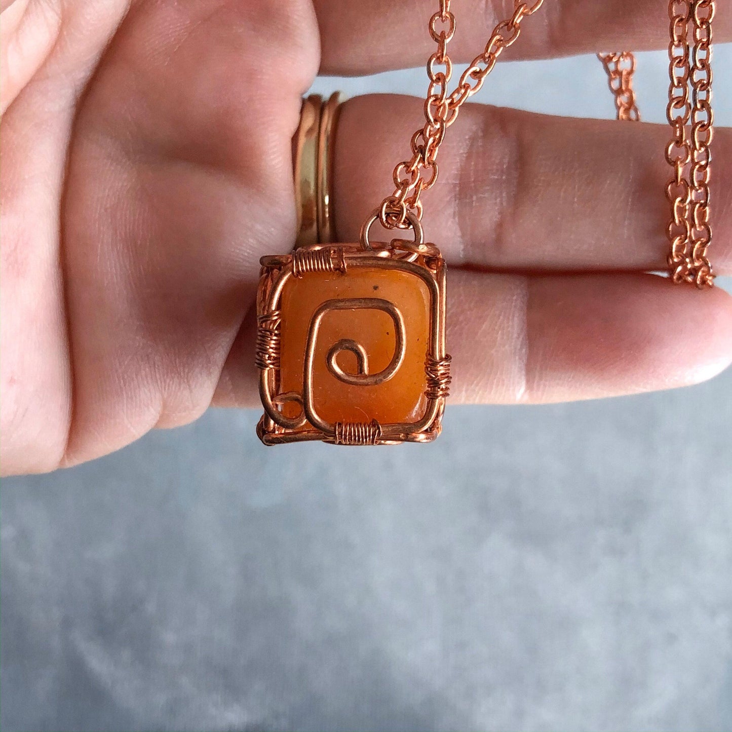 Carnelian Necklace, Copper Wire Wrapped Pendant, Gifts_for_Women, Pagan Gifts