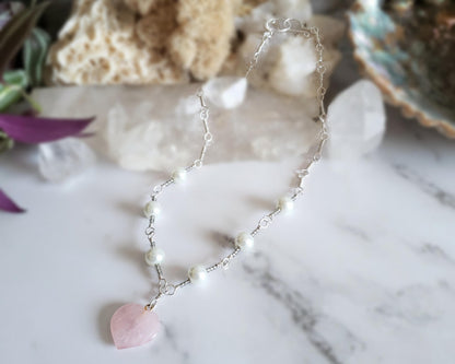 Rose Quartz Sterling Silver Necklace