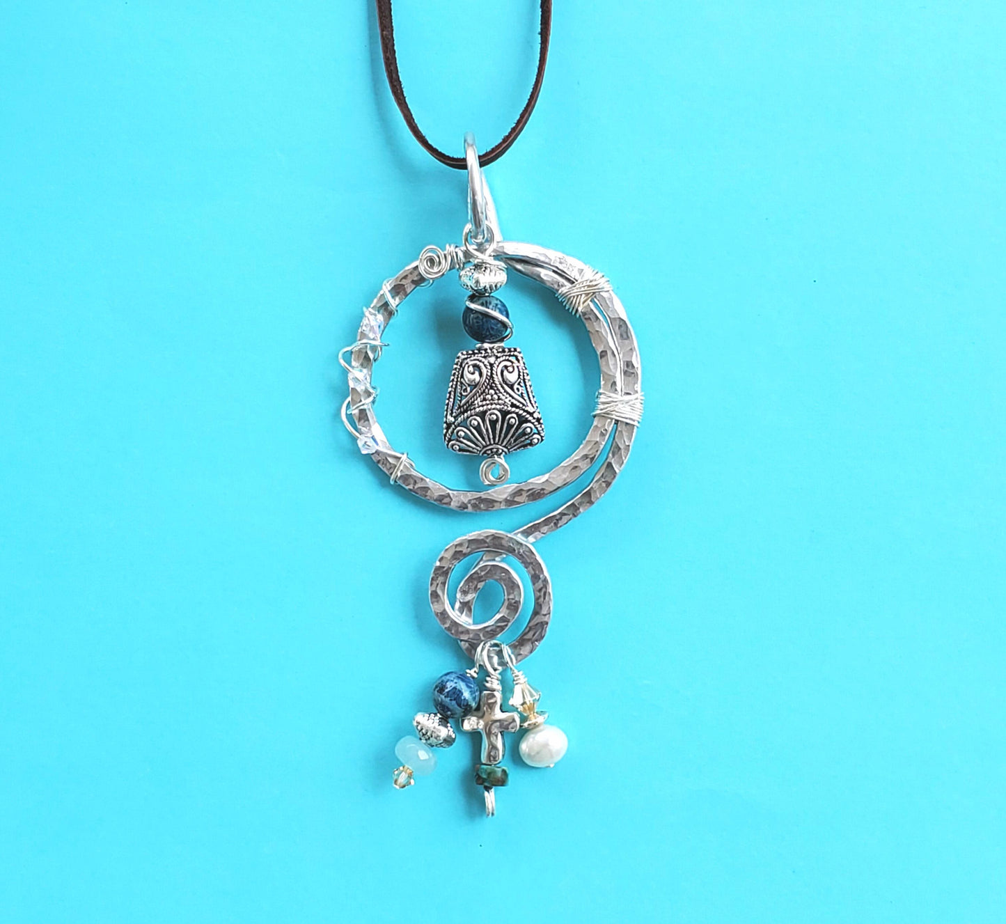 Artsy Necklace - Hammered Aluminum Necklace - Boho Necklace