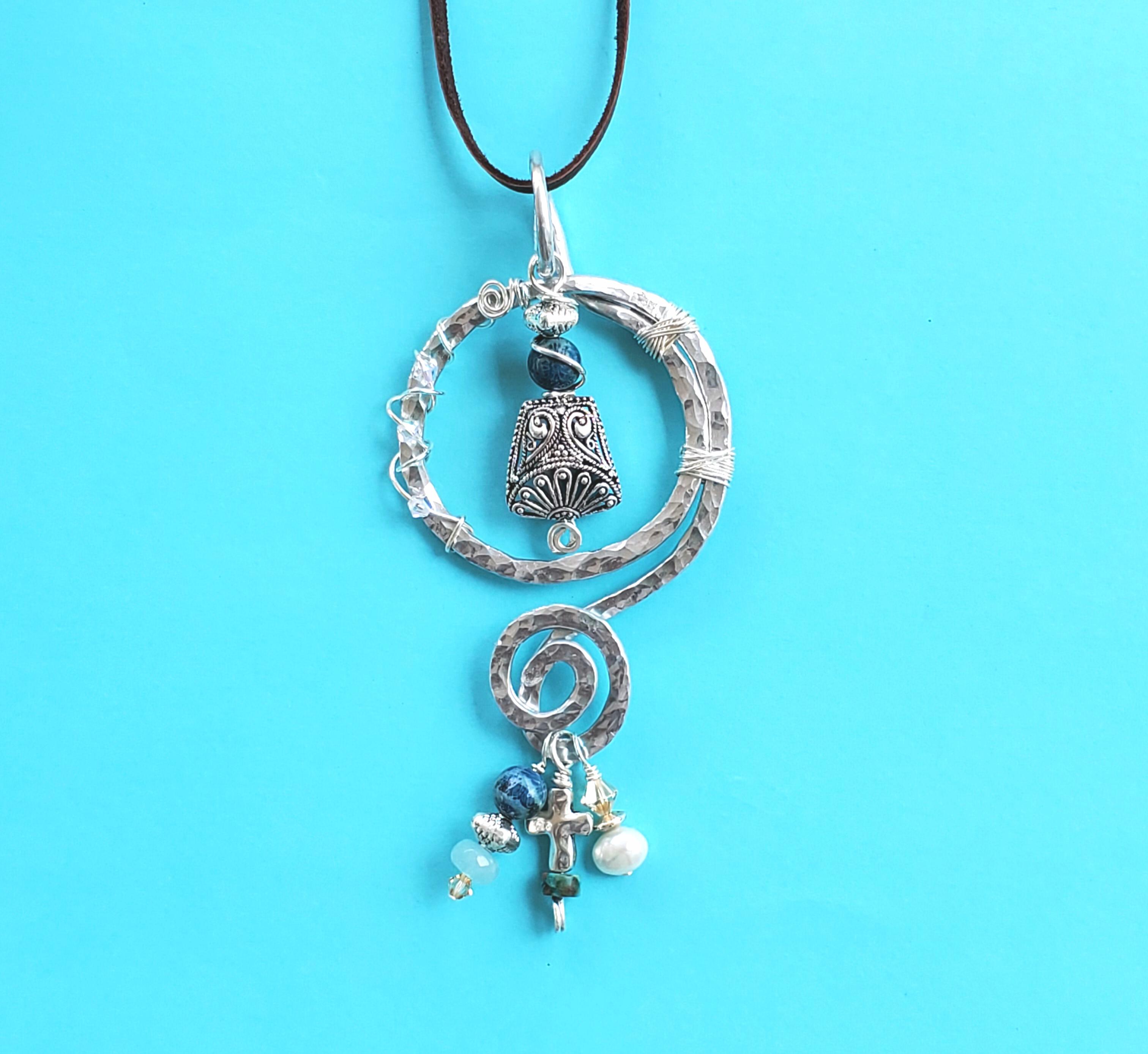 Artsy Necklace - Hammered Aluminum Necklace - Boho Necklace