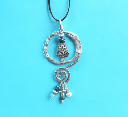 Artsy Necklace - Hammered Aluminum Necklace - Boho Necklace