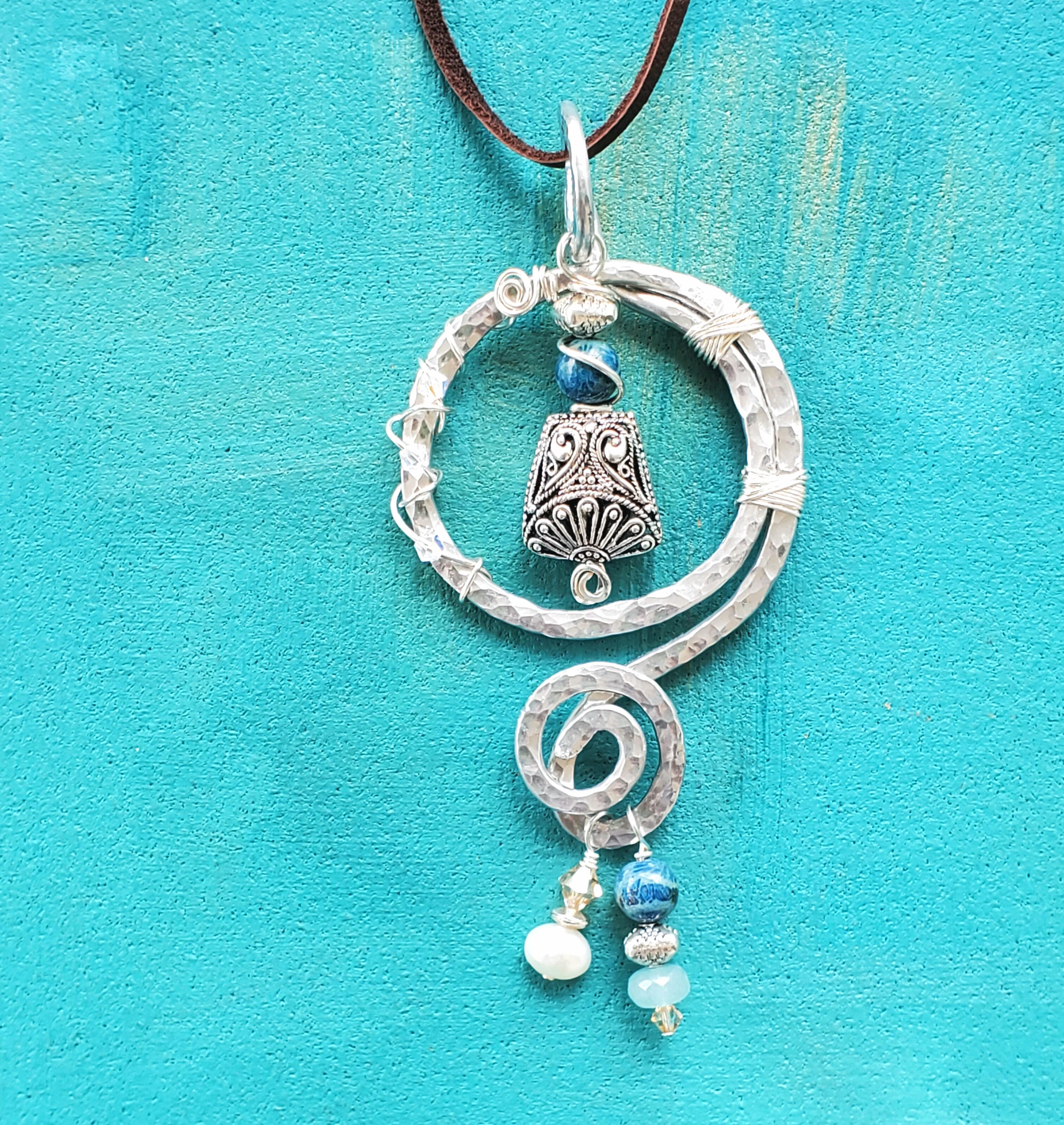 Artsy Necklace - Hammered Aluminum Necklace - Boho Necklace