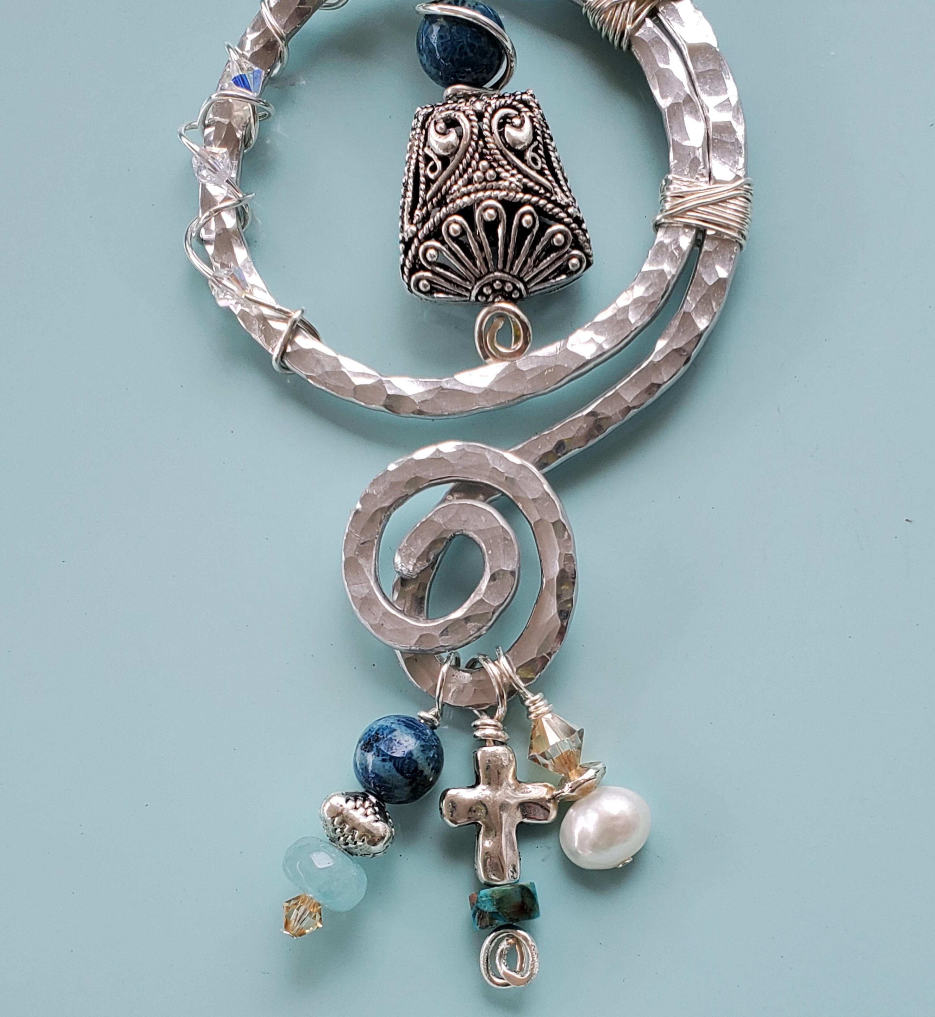 Artsy Necklace - Hammered Aluminum Necklace - Boho Necklace