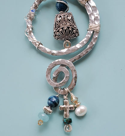 Artsy Necklace - Hammered Aluminum Necklace - Boho Necklace