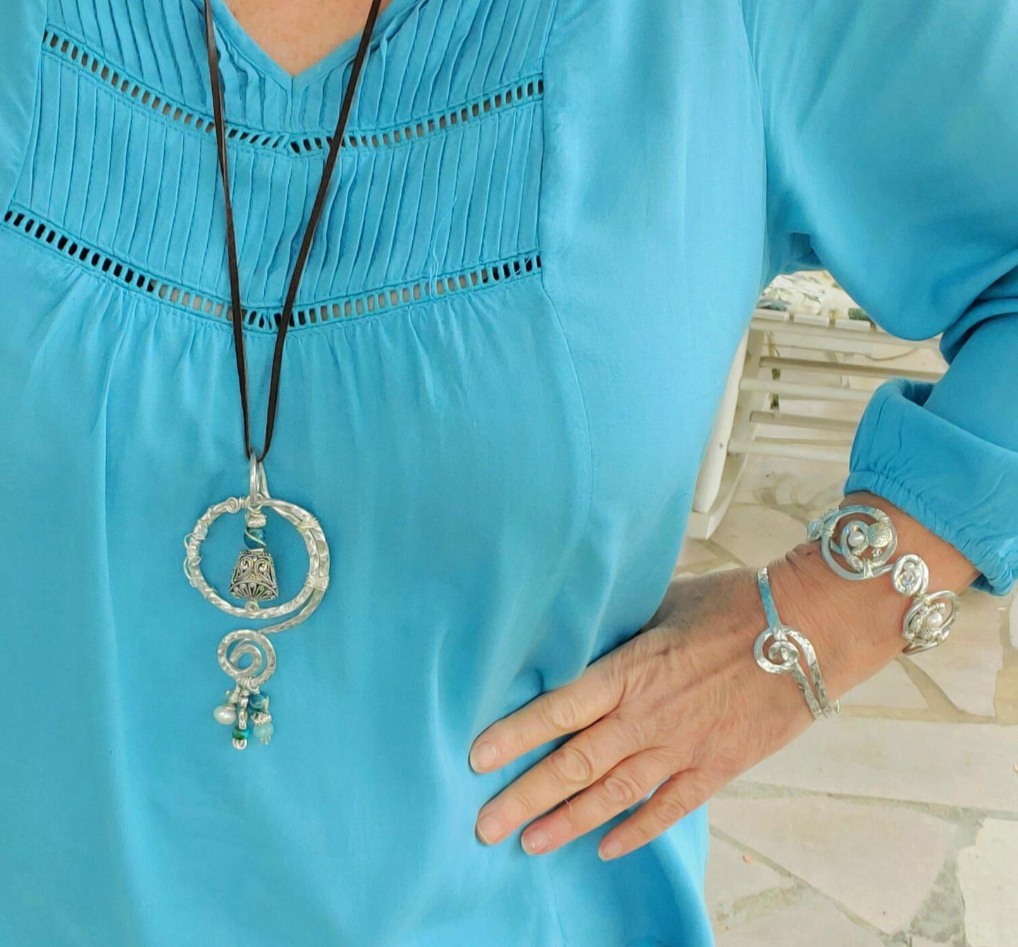 Artsy Necklace - Hammered Aluminum Necklace - Boho Necklace