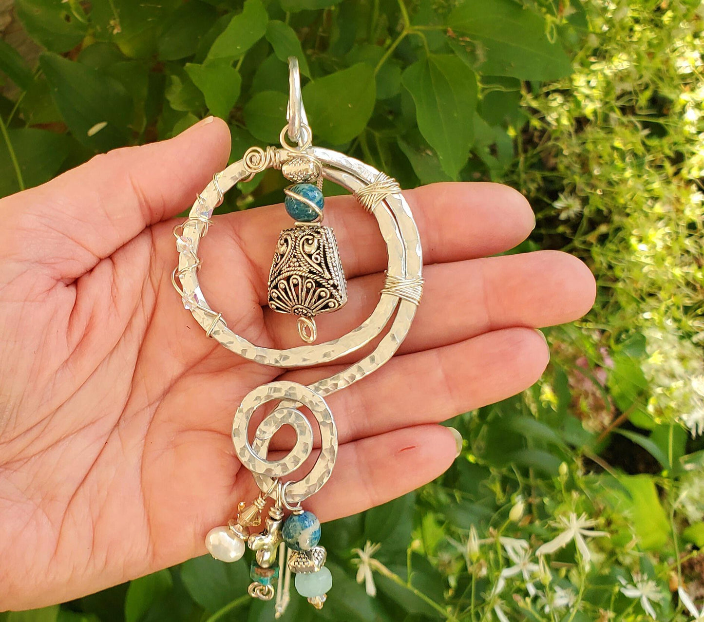 Artsy Necklace - Hammered Aluminum Necklace - Boho Necklace
