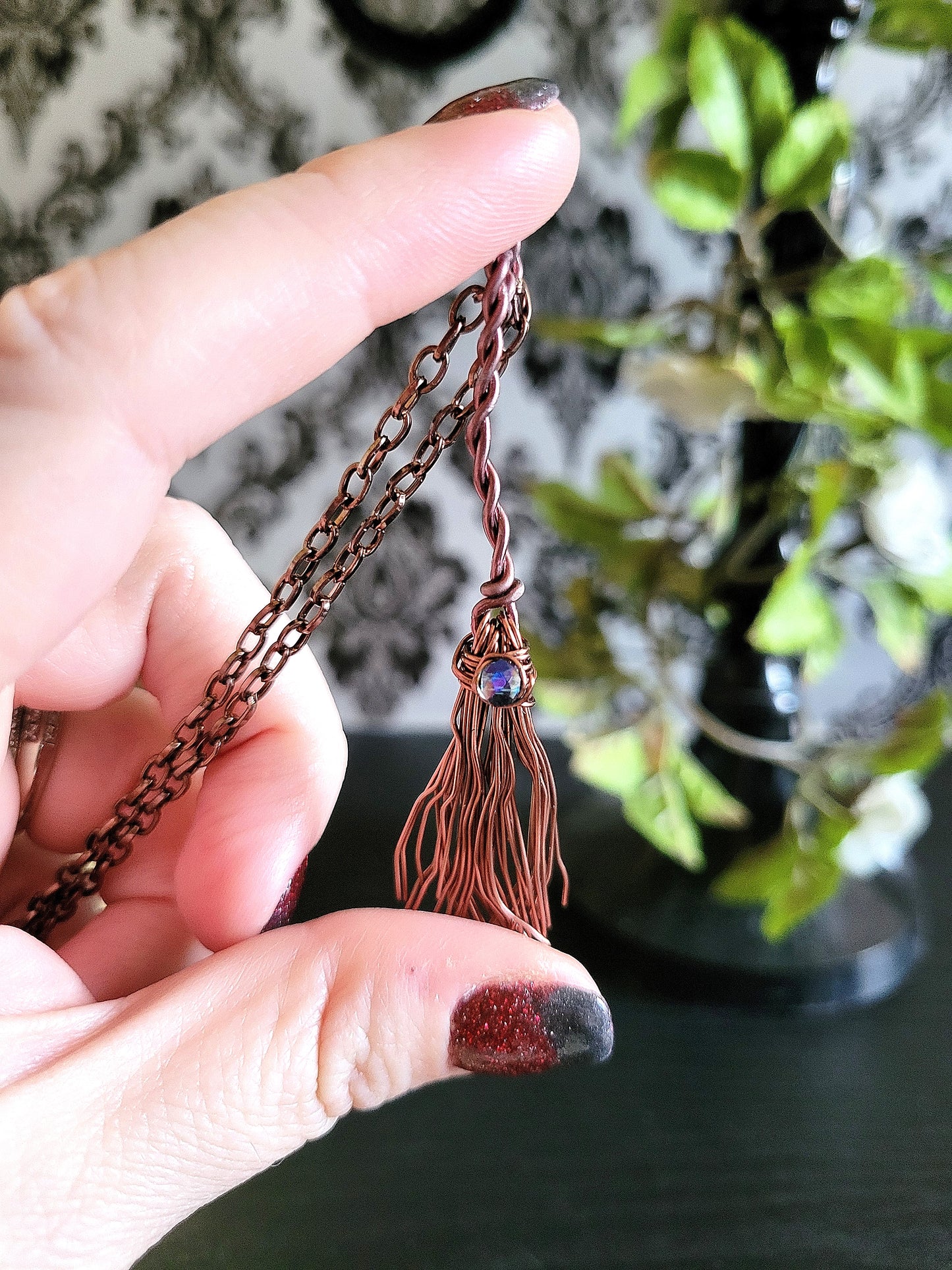Witch's Broom Pendant Necklace