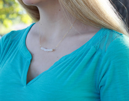 Rainbow Moonstone Gemstone Bar Necklace