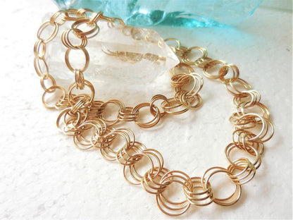 Long Large Link Solid Brass Chain Mail Necklace