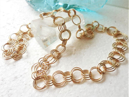 Long Large Link Solid Brass Chain Mail Necklace