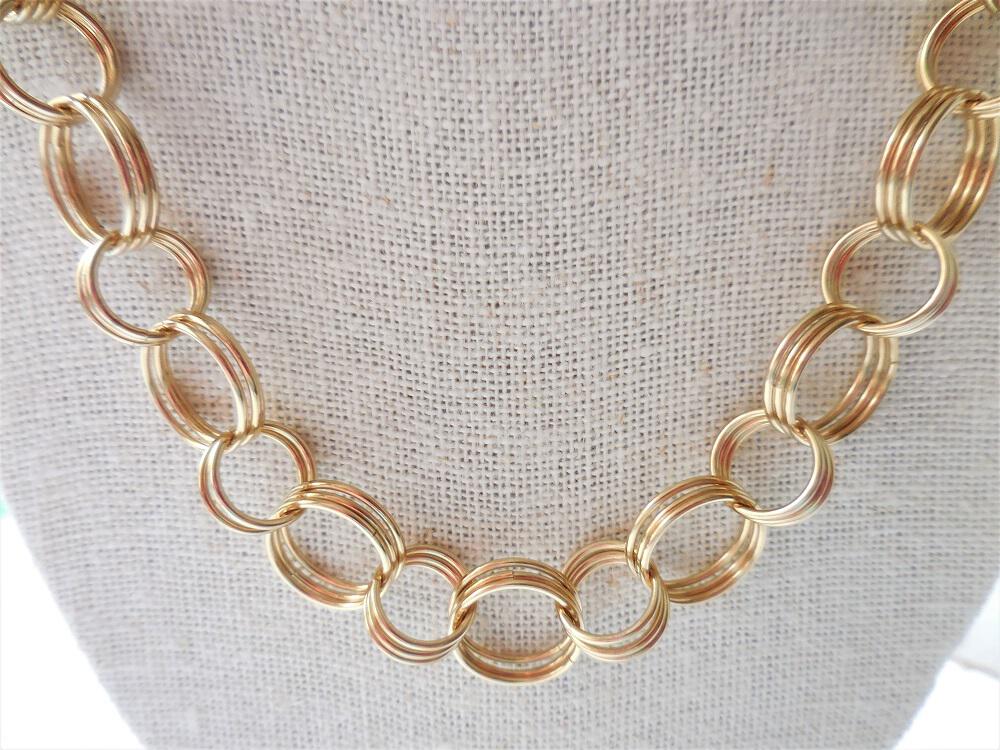Long Large Link Solid Brass Chain Mail Necklace