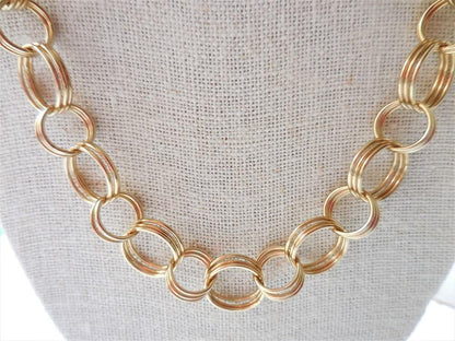 Long Large Link Solid Brass Chain Mail Necklace