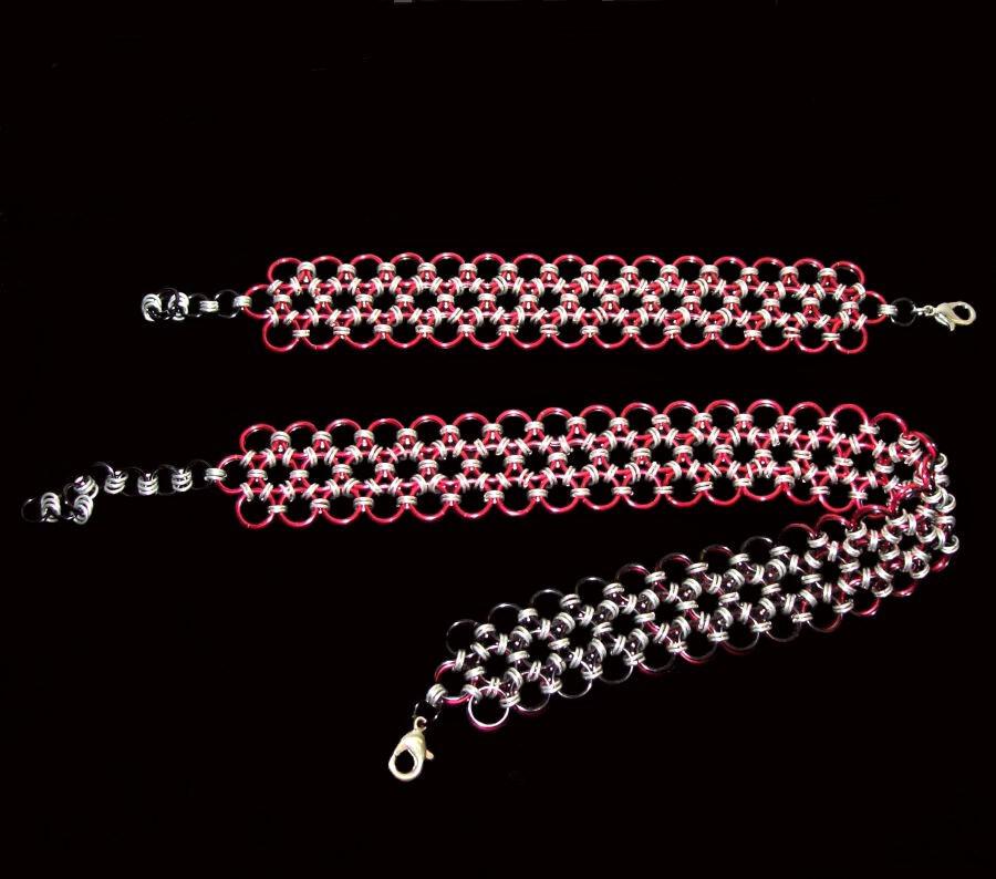 Chainmaille Choker or Cuff Bracelet, Japanese 12 in 1, Reversible