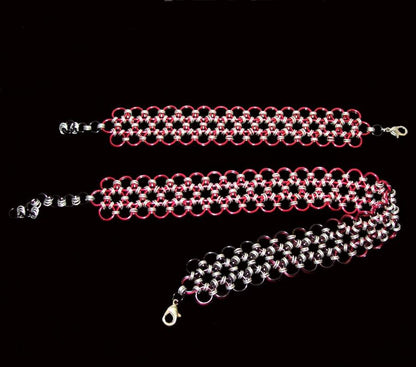 Chainmaille Choker or Cuff Bracelet, Japanese 12 in 1, Reversible