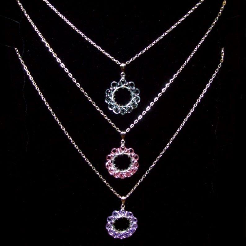 Chainmaille Ferris Wheel Pendant Necklace, Assorted Color Choices