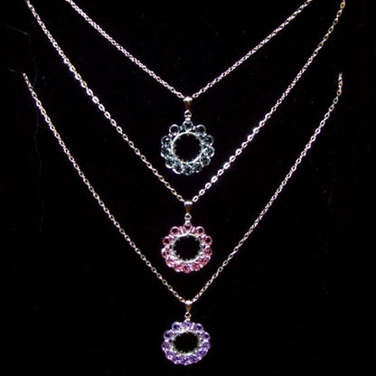 Chainmaille Ferris Wheel Pendant Necklace, Assorted Color Choices