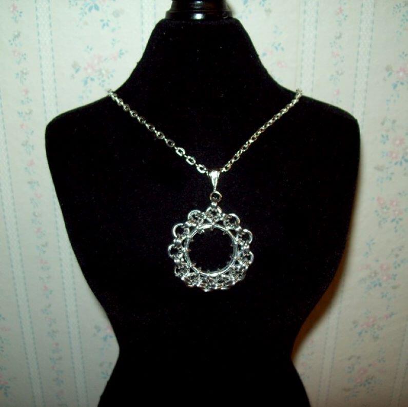 Chainmaille Ferris Wheel Pendant Necklace, Assorted Color Choices