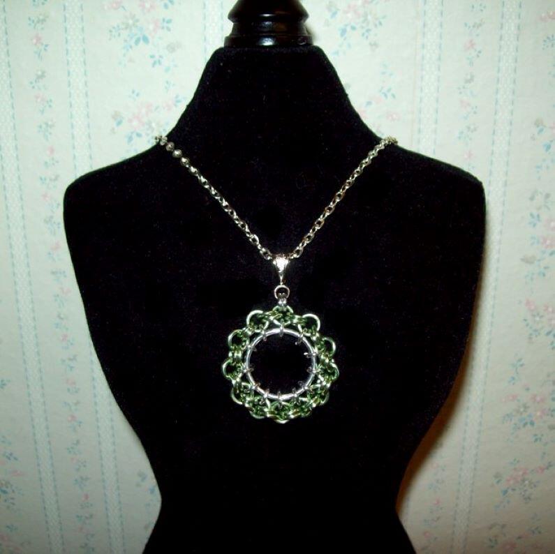 Chainmaille Ferris Wheel Pendant Necklace, Assorted Color Choices