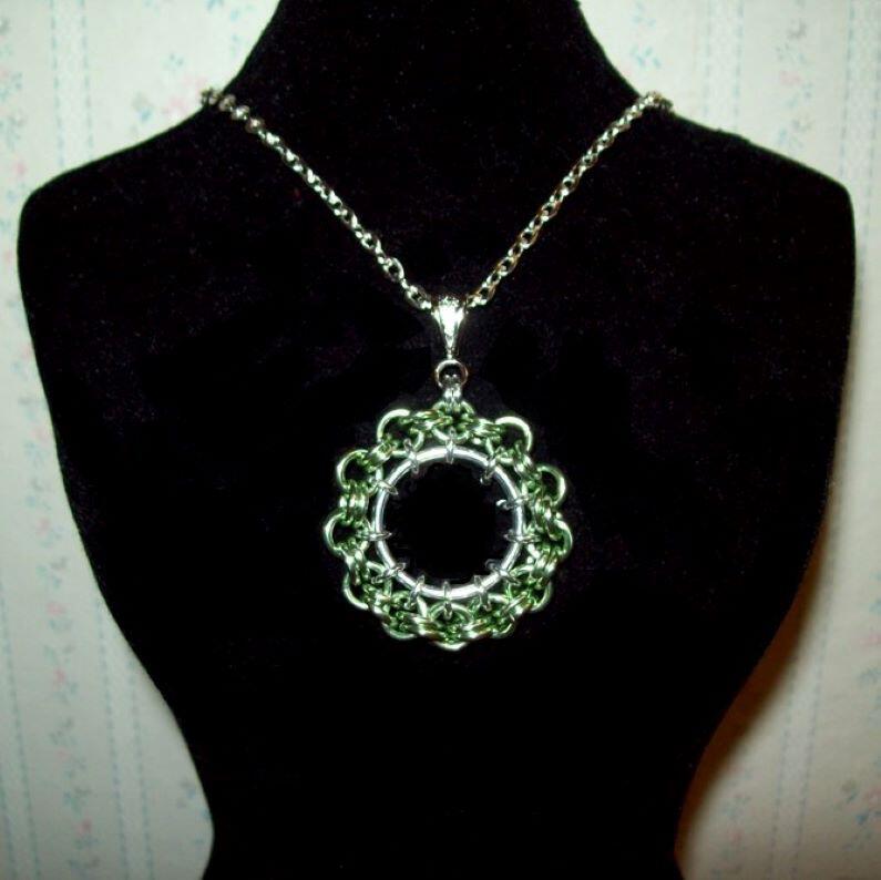 Chainmaille Ferris Wheel Pendant Necklace, Assorted Color Choices