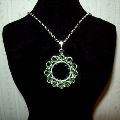 Chainmaille Ferris Wheel Pendant Necklace, Assorted Color Choices