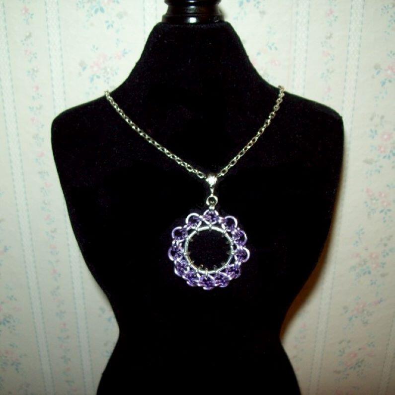 Chainmaille Ferris Wheel Pendant Necklace, Assorted Color Choices