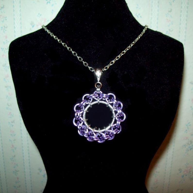 Chainmaille Ferris Wheel Pendant Necklace, Assorted Color Choices