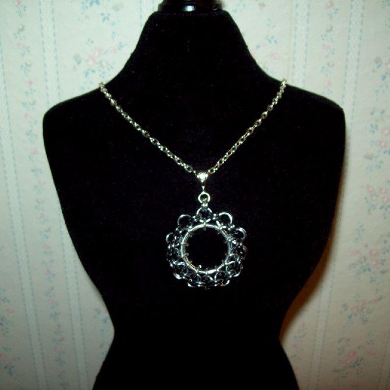 Chainmaille Ferris Wheel Pendant Necklace, Assorted Color Choices