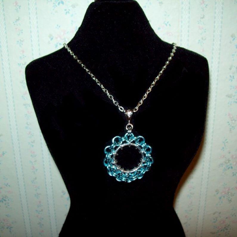 Chainmaille Ferris Wheel Pendant Necklace, Assorted Color Choices