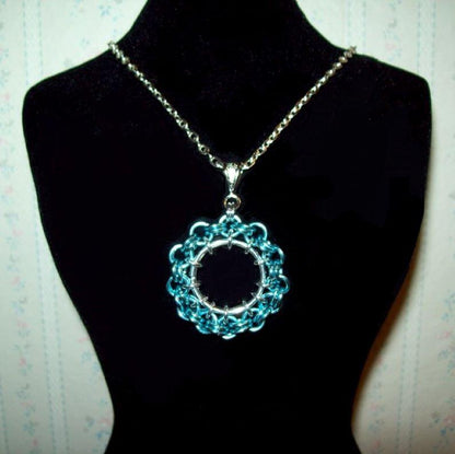 Chainmaille Ferris Wheel Pendant Necklace, Assorted Color Choices