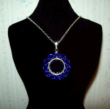 Chainmaille Ferris Wheel Pendant Necklace, Assorted Color Choices
