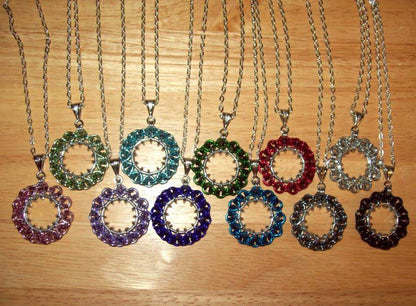 Chainmaille Ferris Wheel Pendant Necklace, Assorted Color Choices