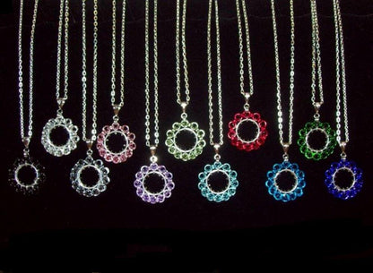 Chainmaille Ferris Wheel Pendant Necklace, Assorted Color Choices