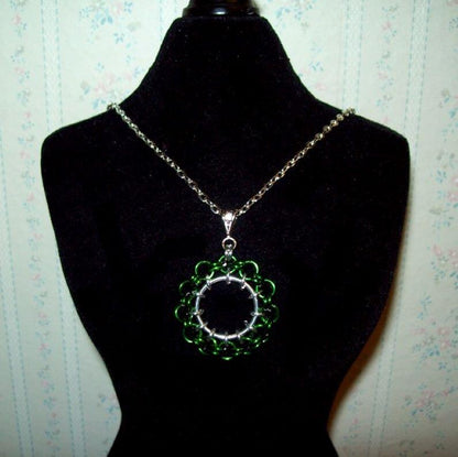 Chainmaille Ferris Wheel Pendant Necklace, Assorted Color Choices