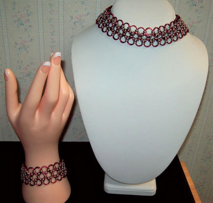 Chainmaille Choker or Cuff Bracelet, Japanese 12 in 1, Reversible