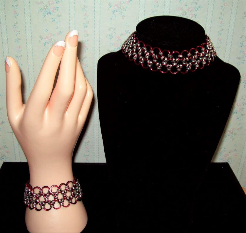 Chainmaille Choker or Cuff Bracelet, Japanese 12 in 1, Reversible
