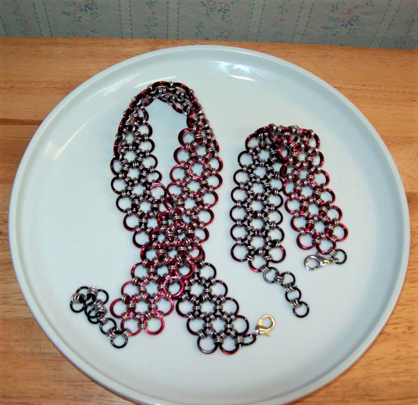 Chainmaille Choker or Cuff Bracelet, Japanese 12 in 1, Reversible