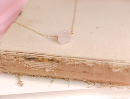 Raw Rose Quartz Necklace