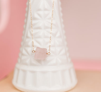Raw Rose Quartz Necklace