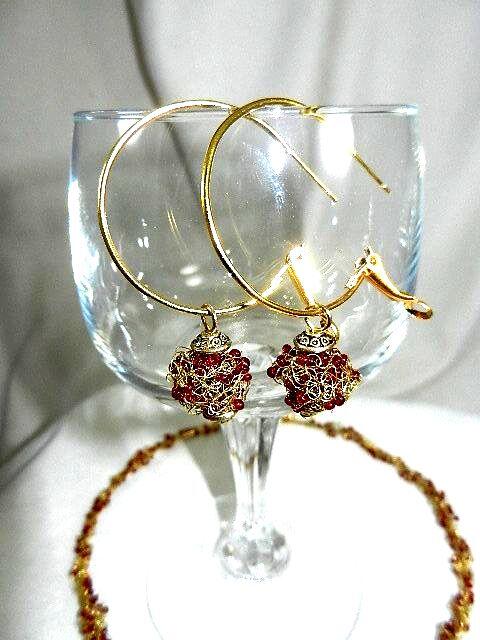 White Flower Black Lamp Work Pendant Crocheted Wire Choker with Matching Earrings