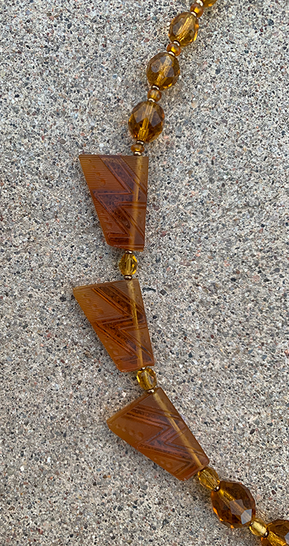 Necklace Set | 1930s Art Deco design trapezoids, 1920s graduated strand of sparkling faceted rounds