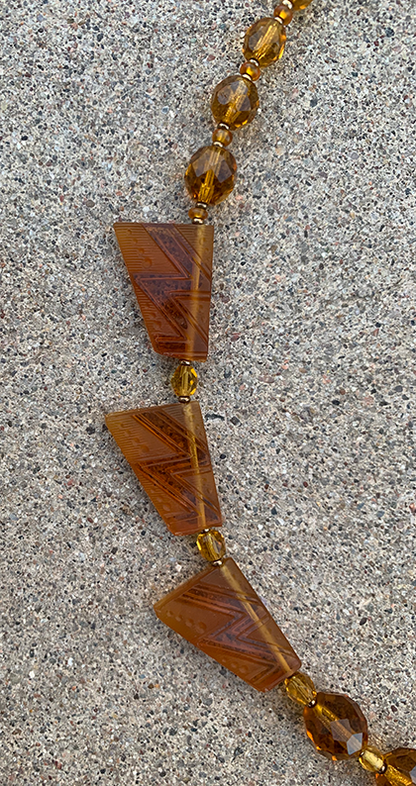 Necklace Set | 1930s Art Deco design trapezoids, 1920s graduated strand of sparkling faceted rounds