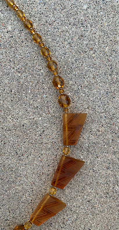 Necklace Set | 1930s Art Deco design trapezoids, 1920s graduated strand of sparkling faceted rounds