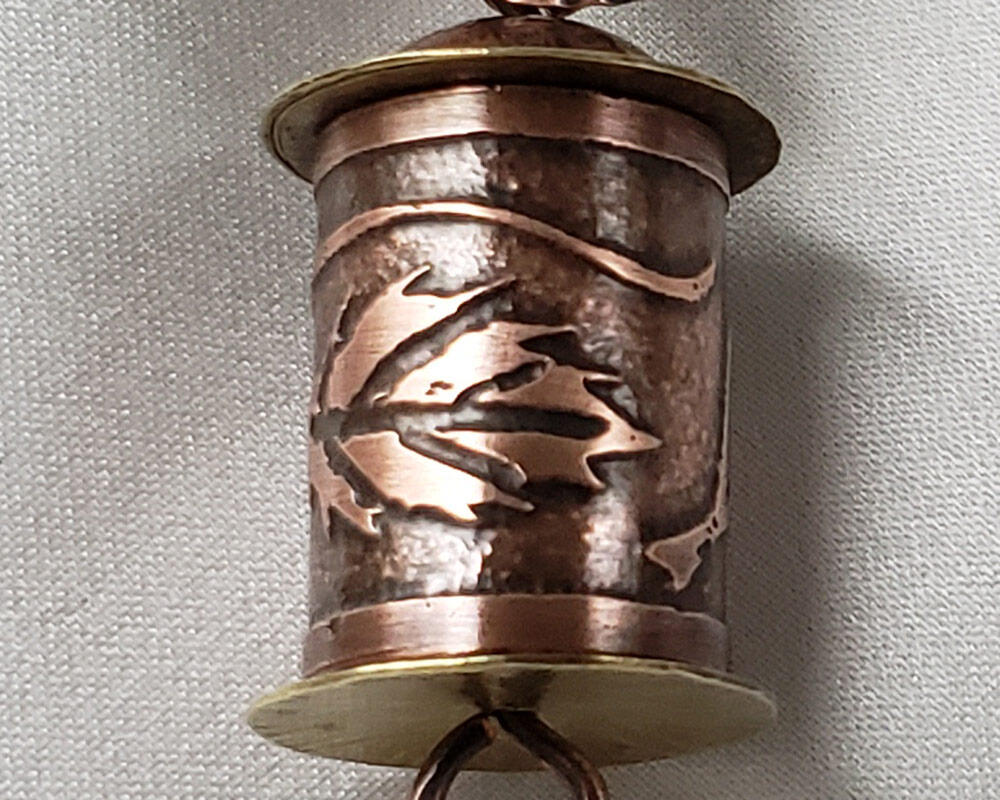 Etched Copper With Leaf Motif Pendant