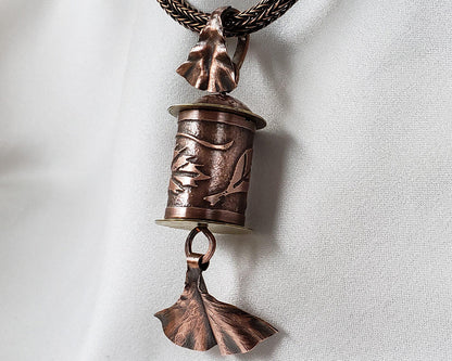 Etched Copper With Leaf Motif Pendant