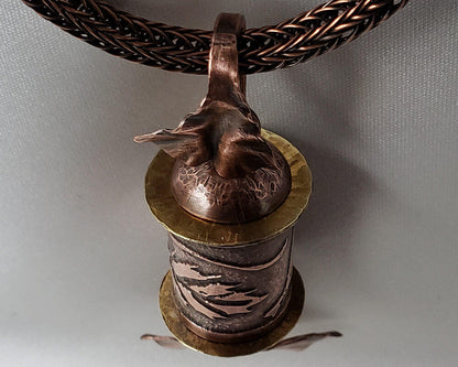 Etched Copper With Leaf Motif Pendant