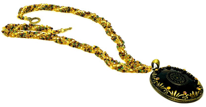 Handmade Gold Spiral with Brass Pendant Necklace
