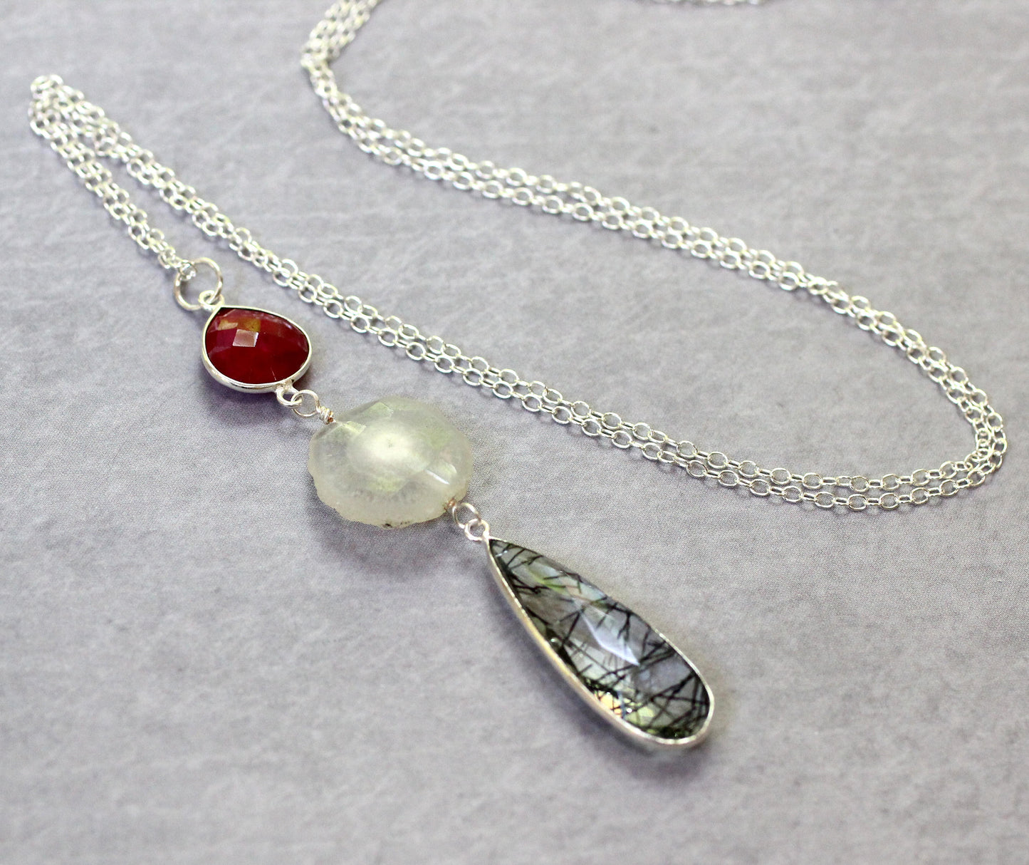 Long Quartz Teardrop Necklace